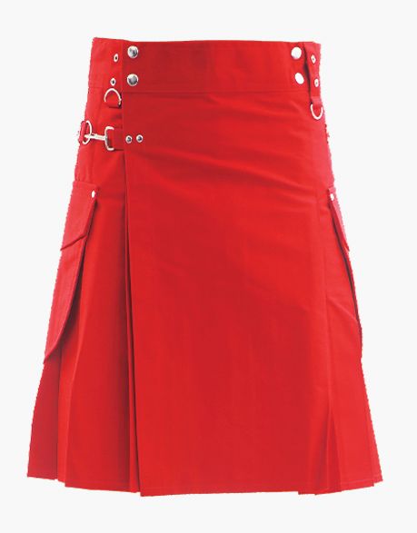 Mens Red Cargo Kilt