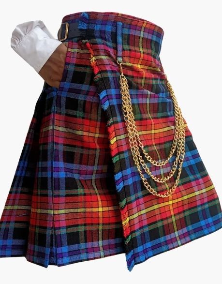 LGBT Stylish Tartan Utility Kilt with Chains