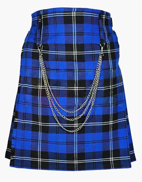 Mens Ramsay Blue Tartan Kilt with Chains