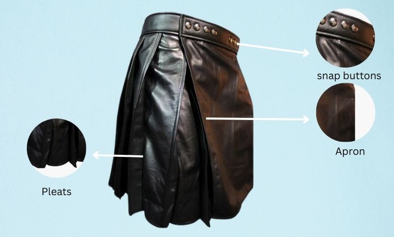 Modern Black Leather Kilt