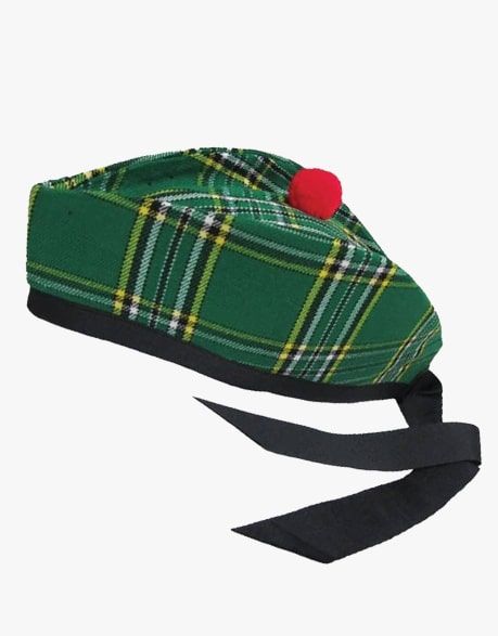 Irish Green Tartan Glengarry Hat