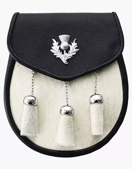 Semi Dress Fur Leather Sporran with Belt Chains