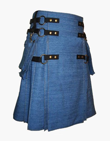 Modern Gothic Blue Denim Kilt
