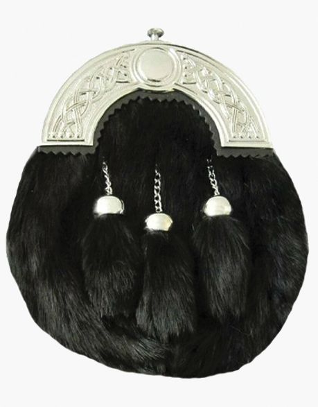 Black Full Dress Rabbit Fur Kilt Sporran