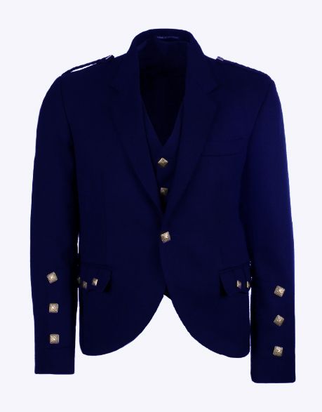 Navy Blue Argyle Kilt Jacket with Vest