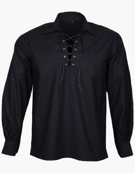 Men's Black Jacobite Ghillie Kilt Shirt