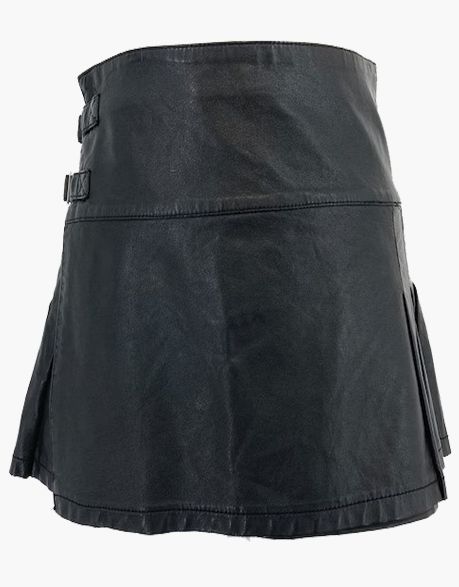 Modern Mens Black Short Leather Kilt
