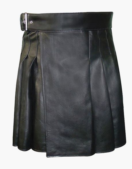 Black Leather Kilt with Side Belt