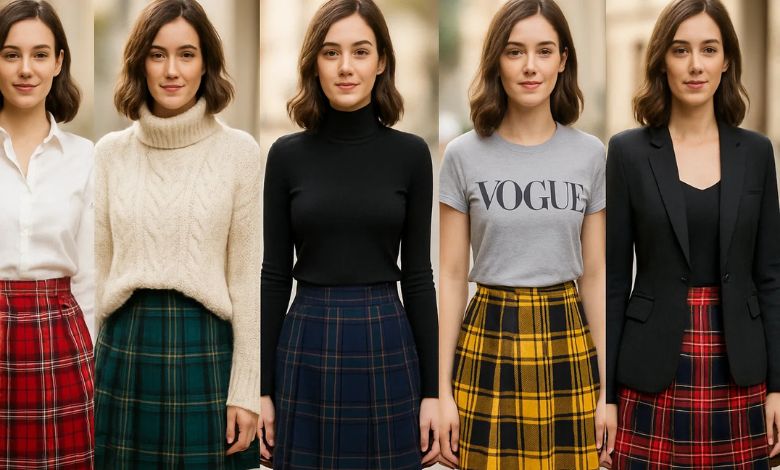 Right Top with Tartan Skirts