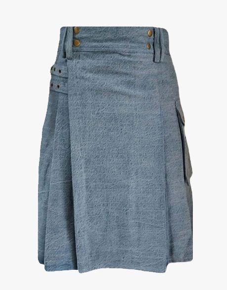 Sky Blue Denim Utility Kilt
