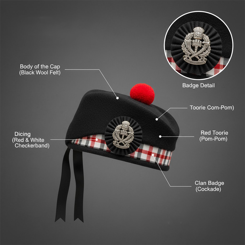 Scottish Glengarry Cap Parts
