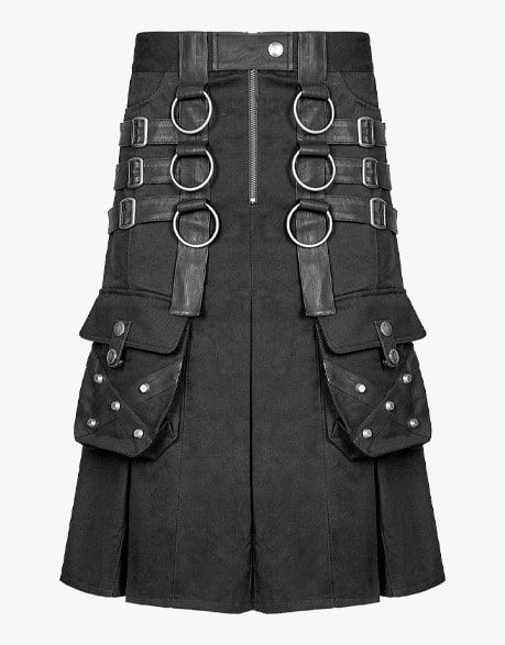 Black Gothic Utility Kilt with O-rings
