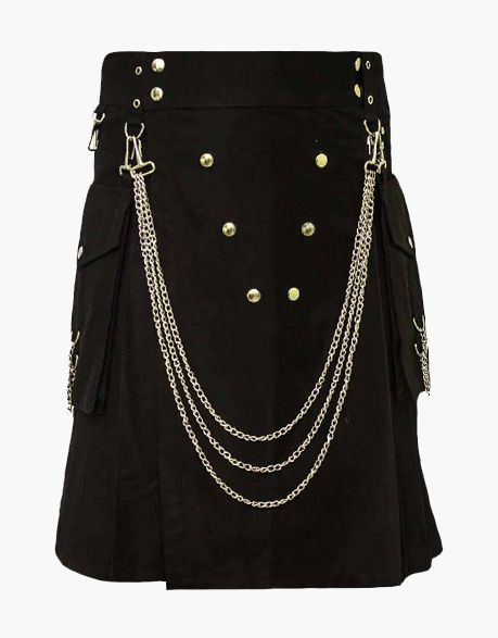 Modern Black Fashion Kilts with Chains
