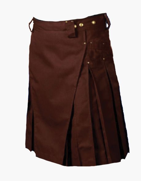 Modern Brown Utility Kilt with Back Pocket