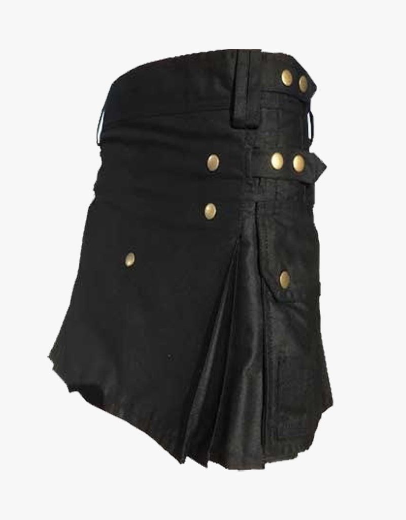 Womens Black Utility Kilt