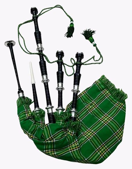 Irish Green Tartan Woodwinds Bagpipes