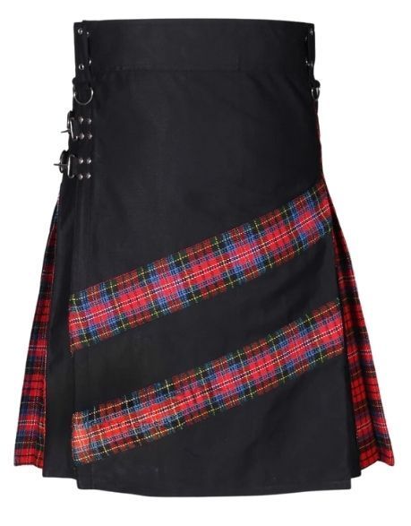 Mens Black and Macpherson Tartan Hybrid Kilt