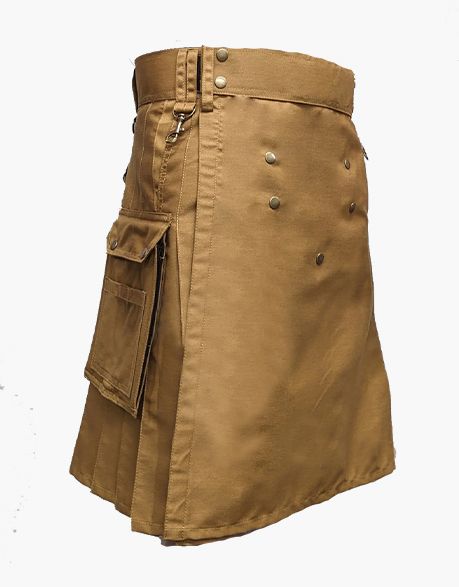 Modern Khaki Utility Kilt with Pockets