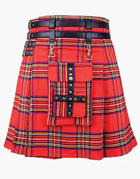 New Royal Stewart Tartan Utility Kilt with Leather Belts